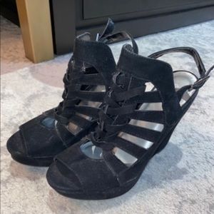 Strappy Black Wedges by Dollhouse Size: 8.5M